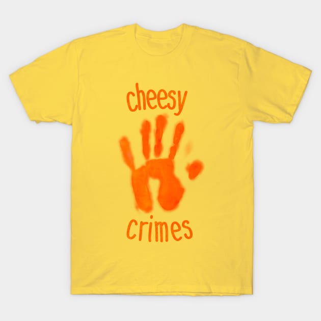 Cheesy Crimes Orange Handprint T-Shirt by wildjellybeans